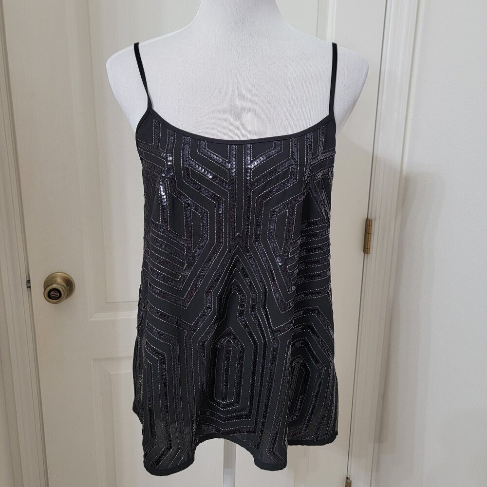 Express Size S Black Sequin Open Back Sleeveless Blouse, NWOT